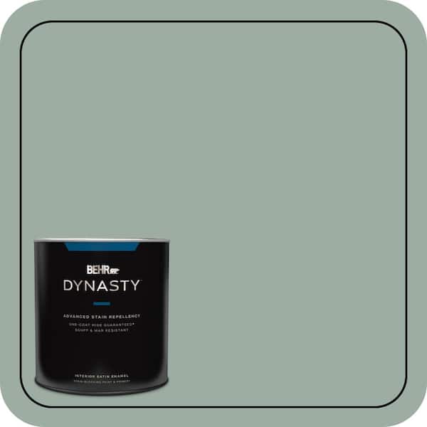 BEHR DYNASTY 1 qt. #N420-3 Misty Moss One-Coat Hide Satin Enamel Stain-Blocking Interior Paint and Primer