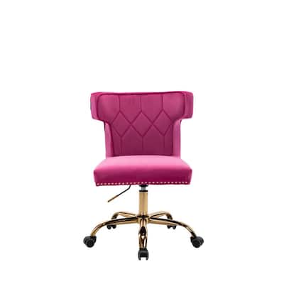 Fuchsia Red Velvet Swivel Wingback Chair for Living Room