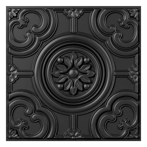 Black 2 ft. x 2 ft. Decorative Drop In Ceiling Tile, Square Edge Lay-In Ceiling Tile (48 sq. ft./Case)