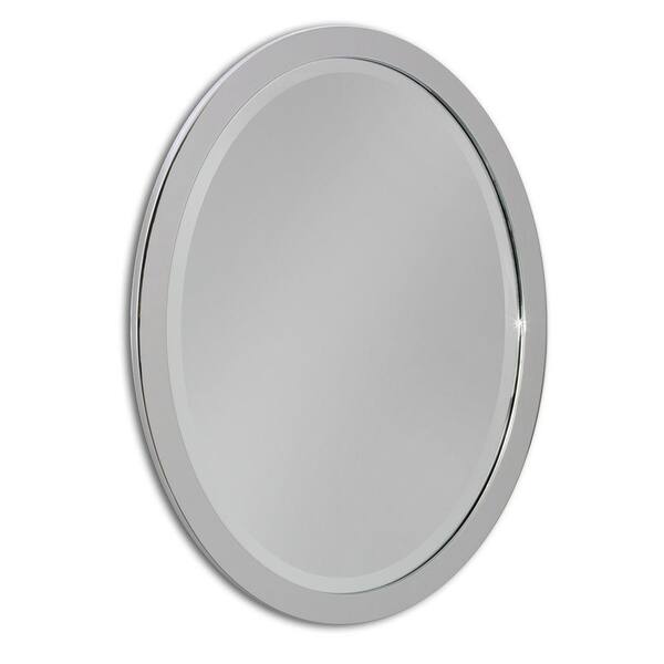 Deco Mirror 23 in. W x 29 in. H Single Metal Framed Oval Mirror in Chrome