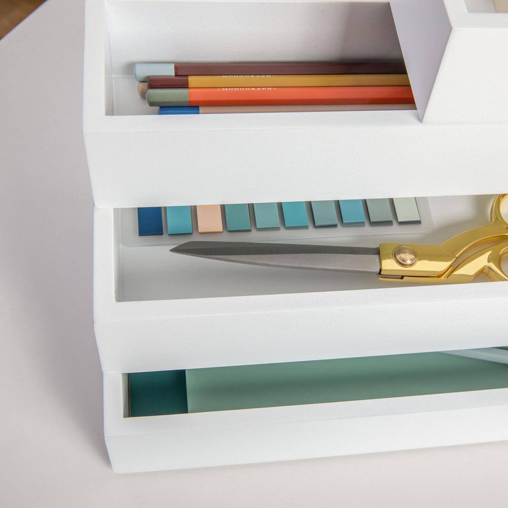 White 6-Piece Wooden Desk Drawer Organizer Set