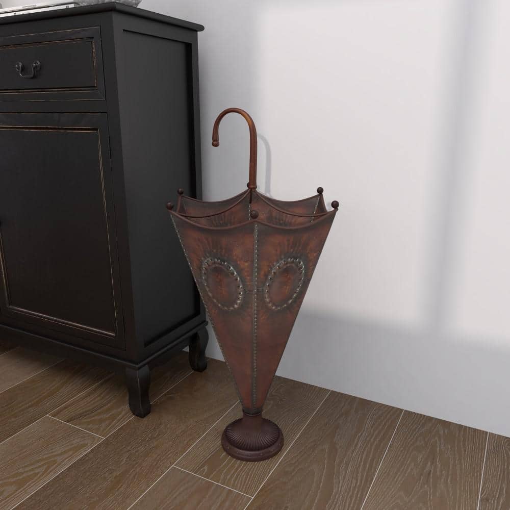 Antique Bronze Iron Umbrella Stand with Sculpted Base