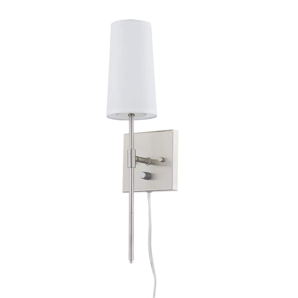 Anselm 1-Light Brushed Nickel Wall Sconce with Fabric Shade price history on PriceWatchPro