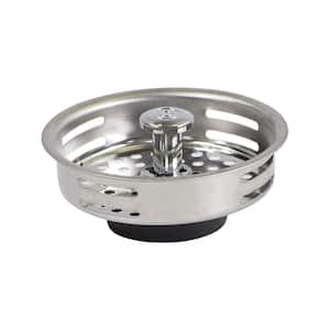 3-1/2 in. Strainer Basket Universal Replacement for Kitchen Sink Drains Stainless Steel with Rubber Stopper
