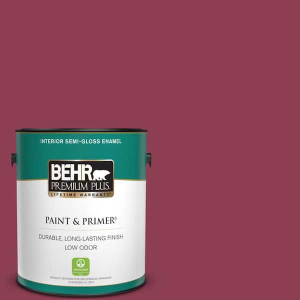 BEHR PREMIUM PLUS 1 gal. #T15-1 Liaison Semi-Gloss Enamel Low Odor Interior Paint & Primer