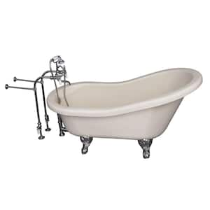 5 ft. Acrylic Ball and Claw Feet Slipper Tub in Bisque with Polished Chrome Accessories