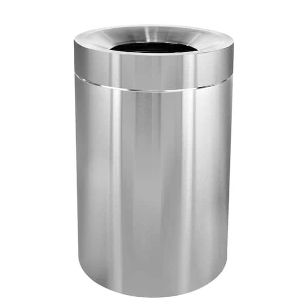 50 Gal. Stainless Steel Round Vented Commercial Garbage Trash Can with Open Top Lid