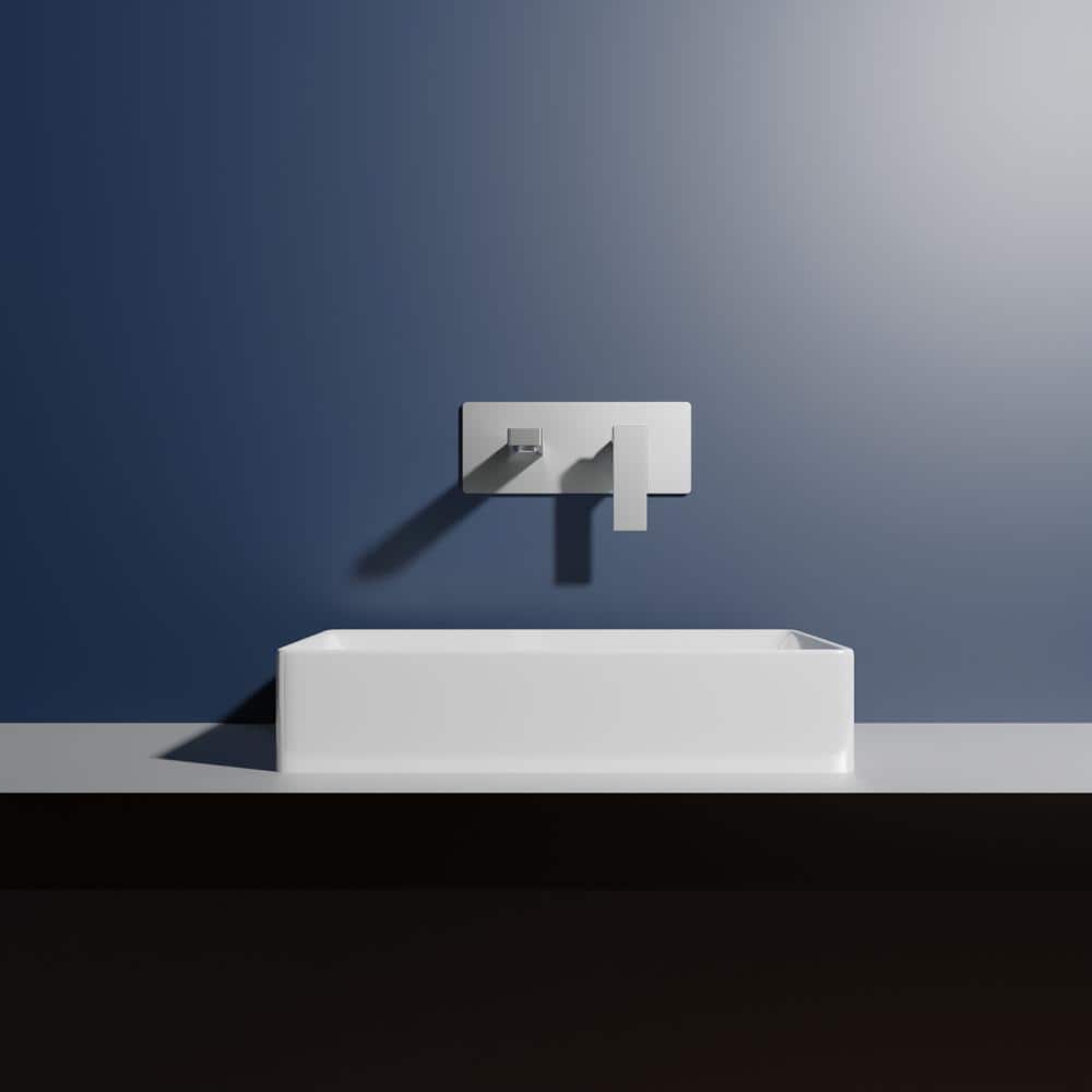 Fly Glossy White Ceramic Rectangular Wall-Mount Bathroom Sink