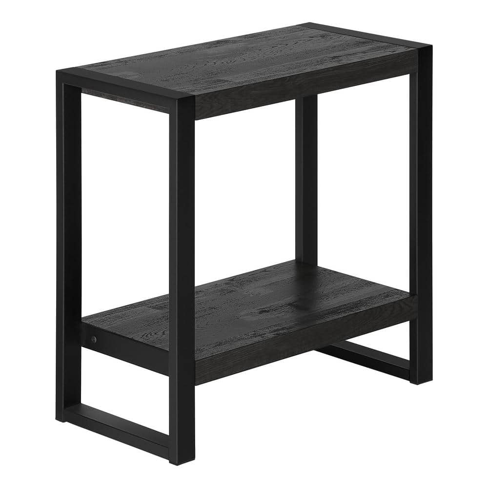 12 in. Black Rectangular MDF End Table Bottom Shelf