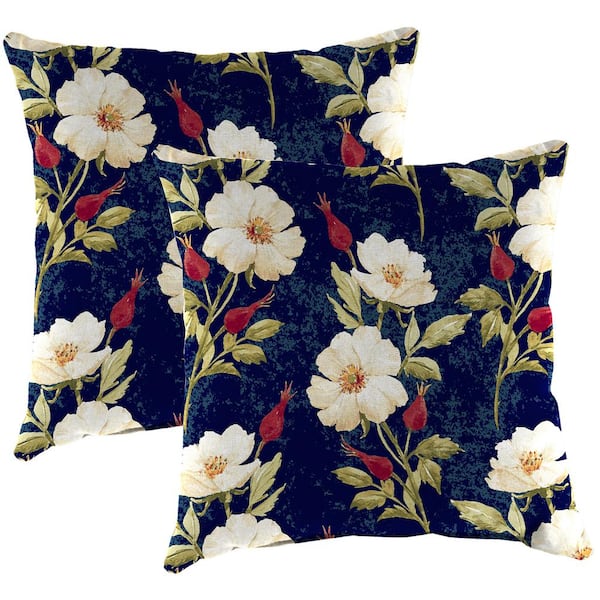 Jordan Manufacturing 22 in. L x 22 in. W x 8 in. T Outdoor Throw Pillow in Rose Garden (2-Pack)