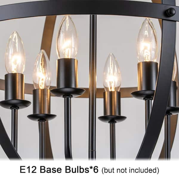 GoYeel Modern/Farmhouse 6-Light Matte Black Globe Hanging Pendant