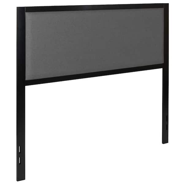Carnegy Avenue Melbourne Metal Upholstered Full Size Headboard in Dark Gray Fabric
