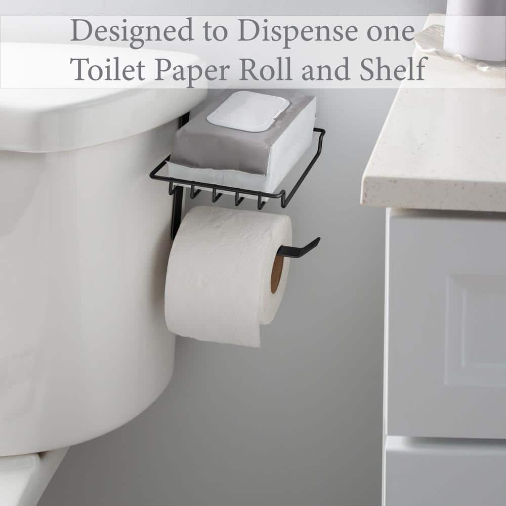 Matte Black Over-the-Tank Toilet Paper Holder with Shelf