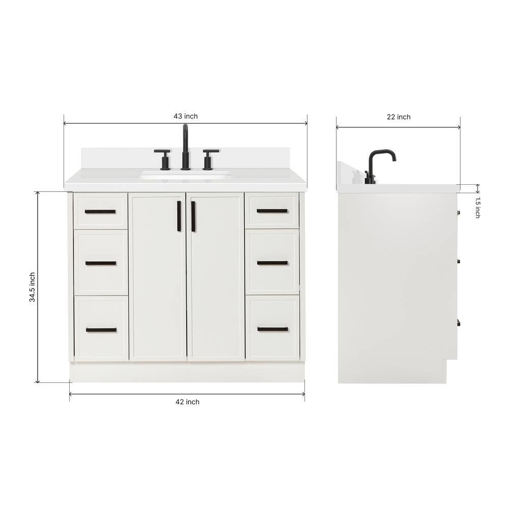 Kelly White Solid Wood Single Bath Vanity with Quartz Top