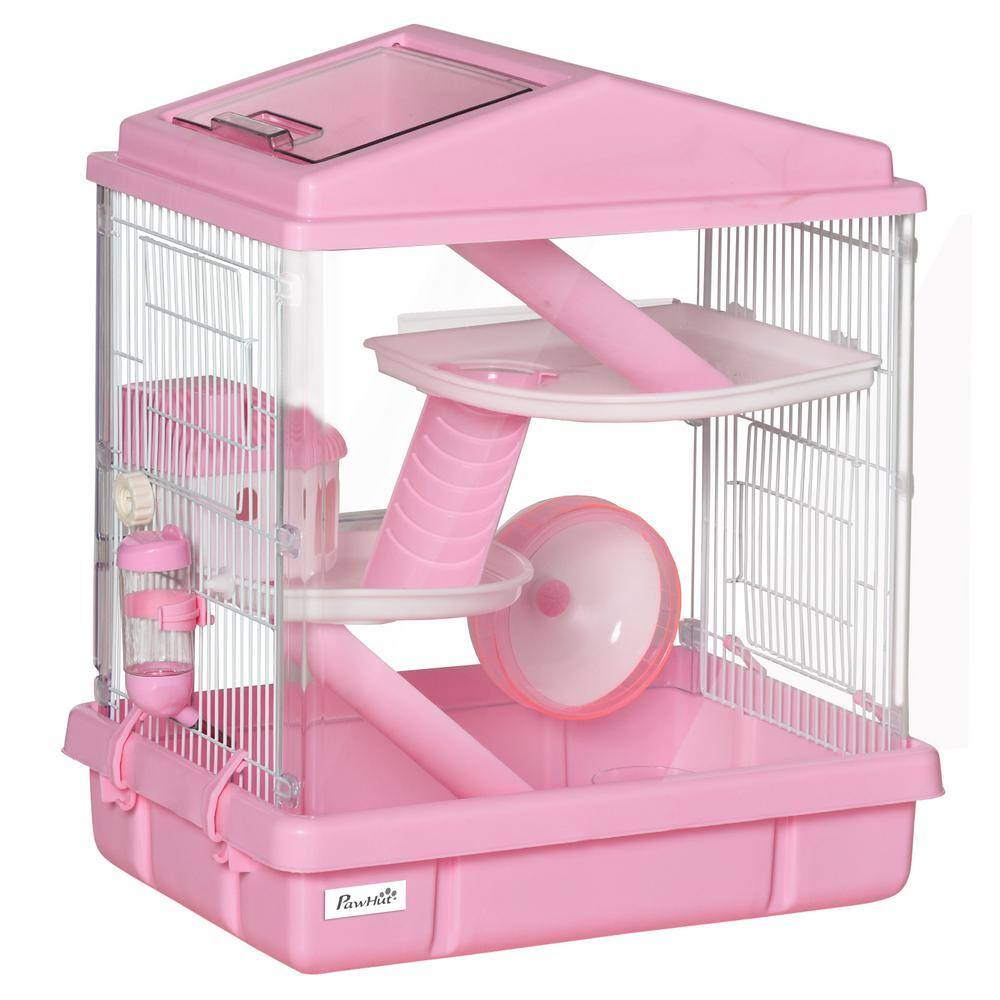 PawHut 3-Tier Hamster Cage with Steel Wire, Exercise Wheel, Food Dish ...