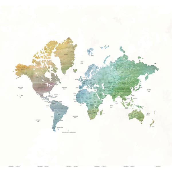 Arthouse 118 in. x 110 in. World Map Non-Woven Wall Mural 300507 - The ...