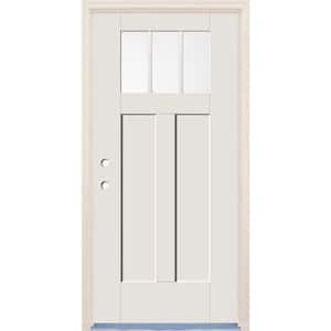 36 in. x 80 in. Right-Hand Clear Glass Unfinished Fiberglass Prehung Front Door with 4-9/16 in. Frame and Nickel Hinges