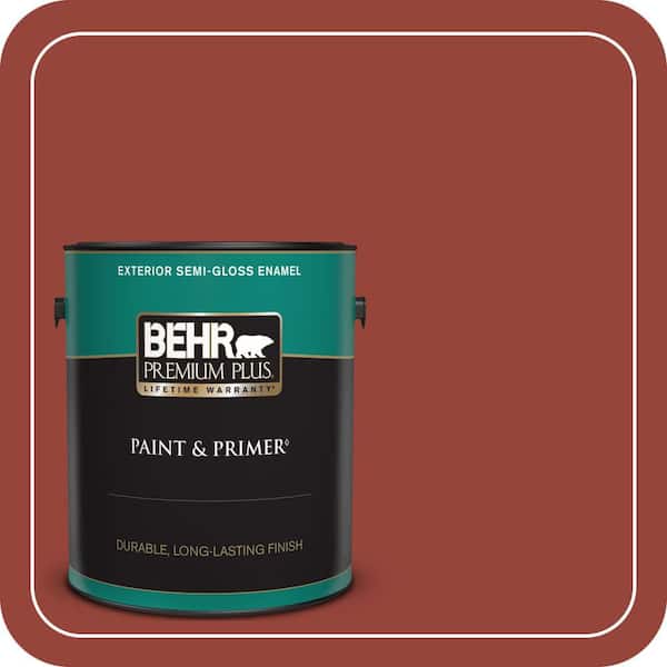 BEHR PREMIUM PLUS 1 gal. #PPU2-17 Morocco Red Semi-Gloss Enamel Exterior Paint & Primer