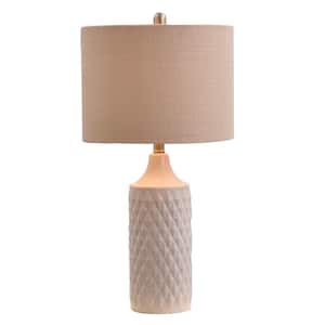 26.5 in. White Ceramic Table Lamp with Linen Shade