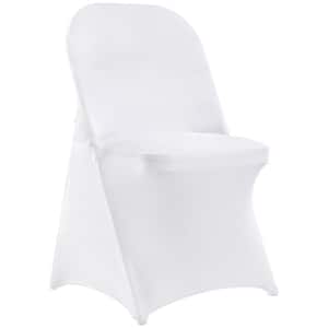 White Stretch Spandex Chair Covers 12-Pieces Folding Kitchen Chairs Cover Universal Washable Slipcovers Protector