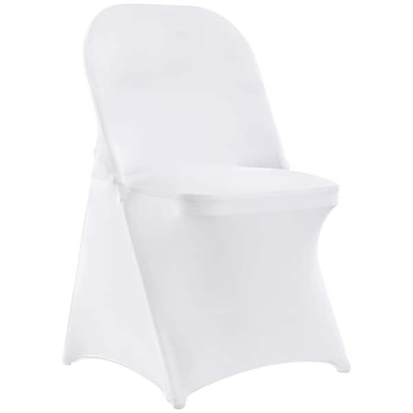 VEVOR White Stretch Spandex Chair Covers 12-Pieces Folding Kitchen Chairs Cover Universal Washable Slipcovers Protector