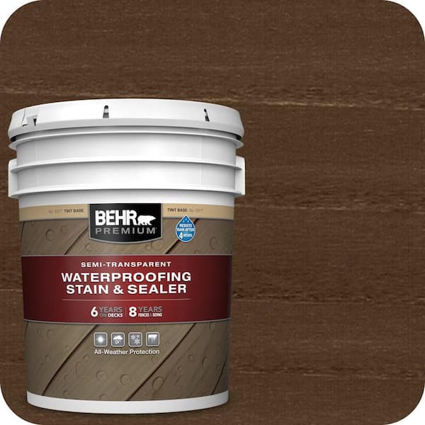 5 gal. #ST-105 Padre Brown Semi-Transparent Waterproofing Exterior Wood Stain and Sealer