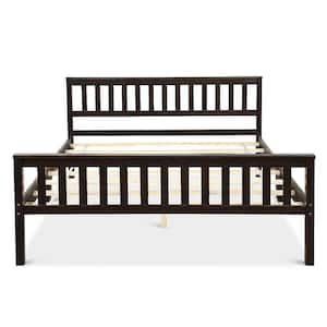 85 in. W Espresso Queen Size Wood Frame Support Platform with Headboard and Footboard