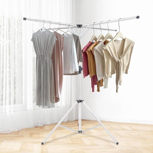 Jukkre Clothes Drying Rack For Laundry Stainless Steel Garment Rack Adjustable Foldable Space Saving Heavy Duty Clothing Drying Rack Windproof Hooks Indo