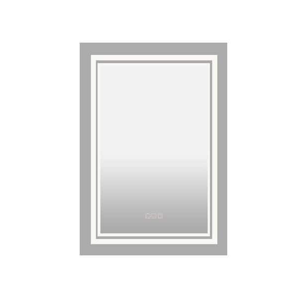 Unbranded 24 in. W x 32 in. H Rectangular Framless Wall Mirror with 3-Colors Stepless Dimmable