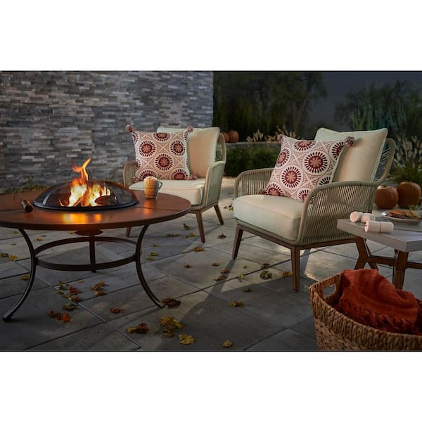 Hampton Bay Mix And Match 42 In Brown, Home Depot Fire Pit Table Set