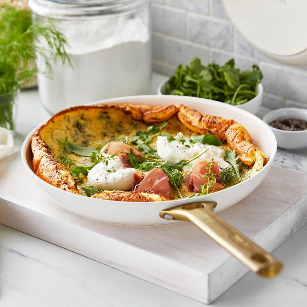 Cream and Gold 10-Piece Ceramic Nonstick Cookware Set