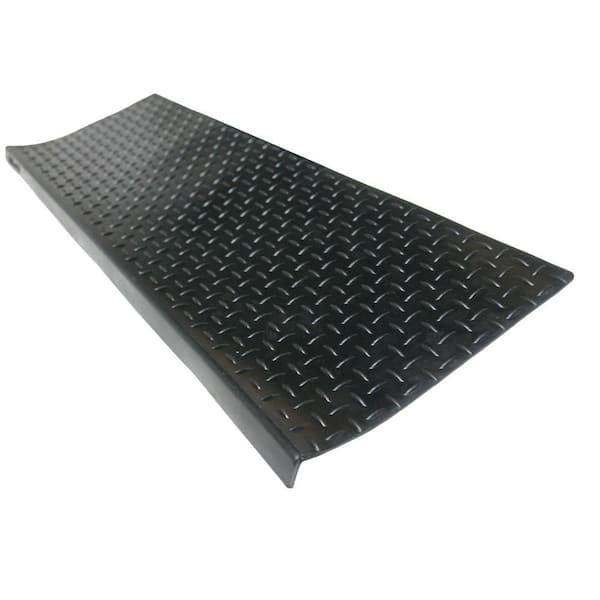 Rubber-Cal Rubber-Cal "Diamond-Plate" Non-Slip Rubber Tread Stair Mats (6 Pack), Black