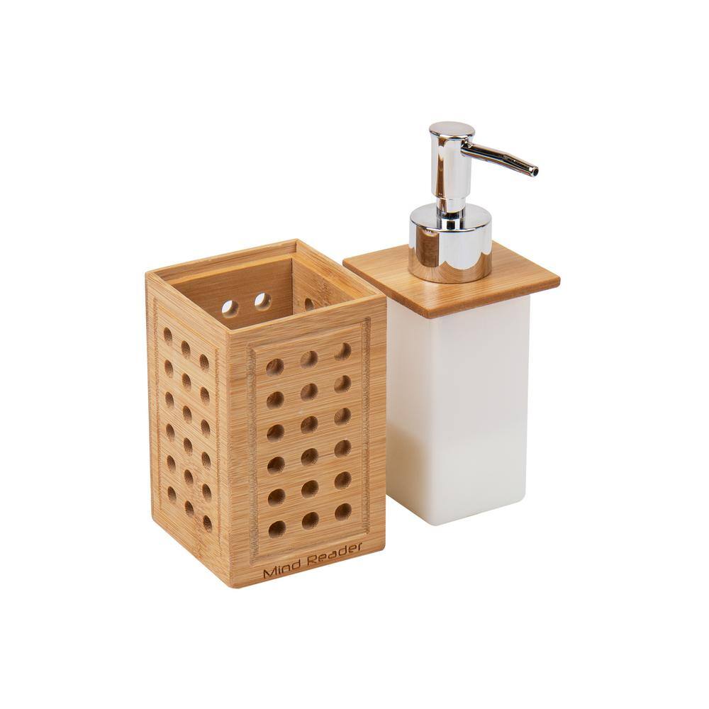 Natural Bamboo Lattice Bathroom Accessory Set, 3-Piece