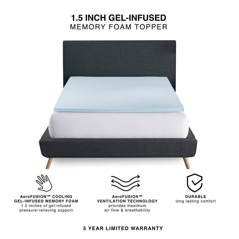 Twin XL Gel-Infused Memory Foam Mattress Topper 1.5 Inch