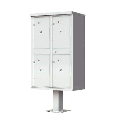 1590 Valiant Postal Gray 4-Compartment Parcel Lockers Pedestal Mount Mailbox