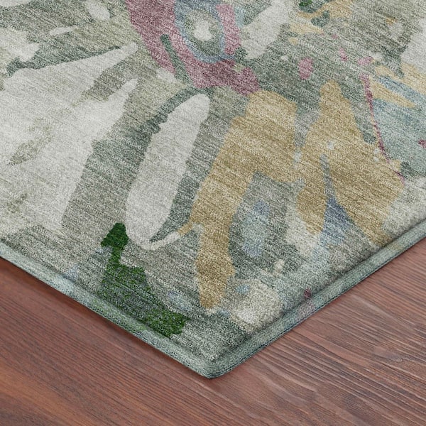 Mayfield Premium Machine Washable Abstract AMF2340 Sage 9 ft. x 12 ft. Area Rug