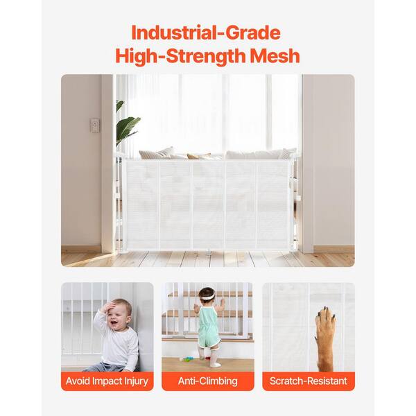 SKYSHALO Retractable Baby Gate 34 in. Tall Extends up to 55 in