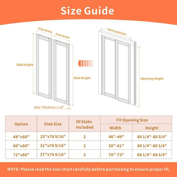 TENONER 60 in. x 80 in. 6-Panel Honeycomb Core White Primed MDF