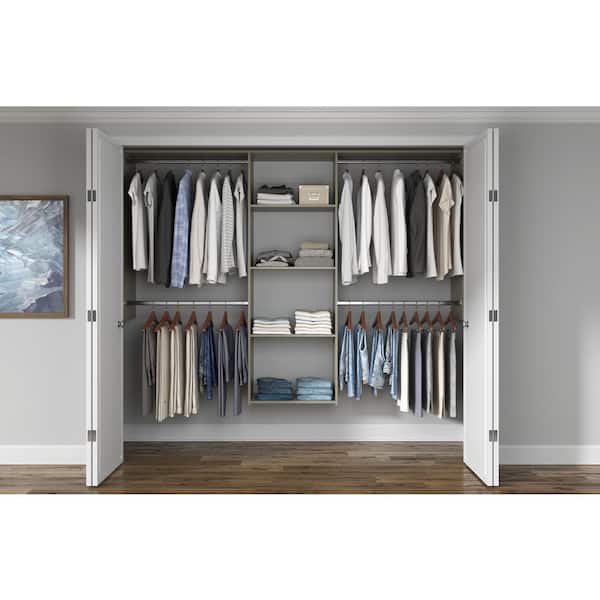 Essential Plus 60 in. W - 96 in. W Rustic Grey Wood Closet System