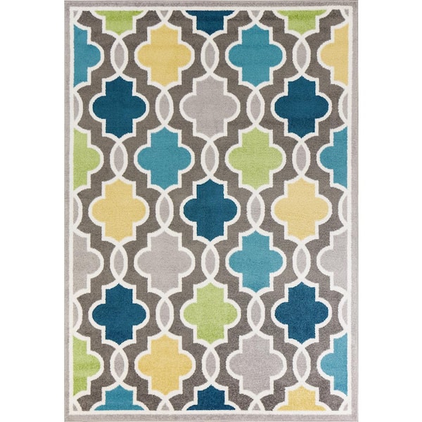 Kas Rugs Skyline Hampton Grey 8 ft. x 10 ft. Trellis Area Rug