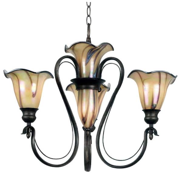 Kenroy Home Inverness 5-Light Tuscan Silver Chandelier with Glass Shade