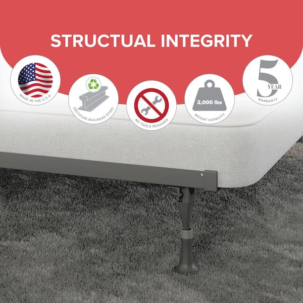 Low Profile Premium Lev-R-Lock Queen Adjustable All Sizes Bed Frame with 6-Legs