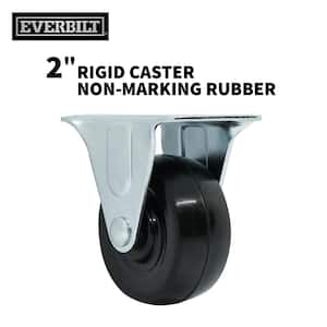 2 in. Black Soft Rubber and Steel Rigid Plate Caster with 90 lbs. Load Rating