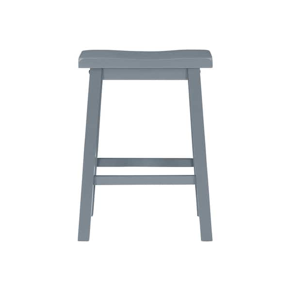 Powell Company Darby Grey Wood Backless Counter Stool with Saddle Style Seat
