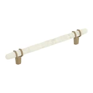 Carrione 6-5/16 in. (160 mm) Center-to-Center Marble White/Golden Champagne Drawer Pull