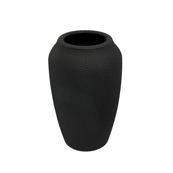Algreen Wicker Planter, 28 in. H x 17.5 in., 100% Recycled Black