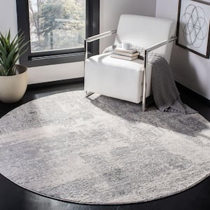Invista Grey/Ivory 7 ft. x 7 ft. Geometric Abstract Round Area Rug