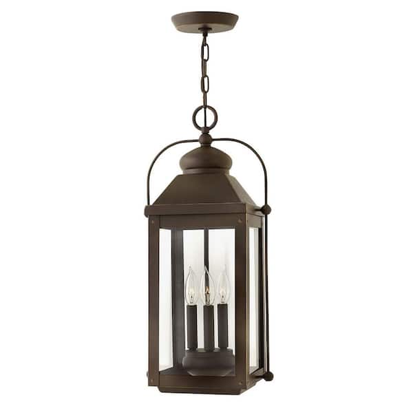 HINKLEY Anchorage 3-Light Oiled Bronze LED Outdoor Pendant Light