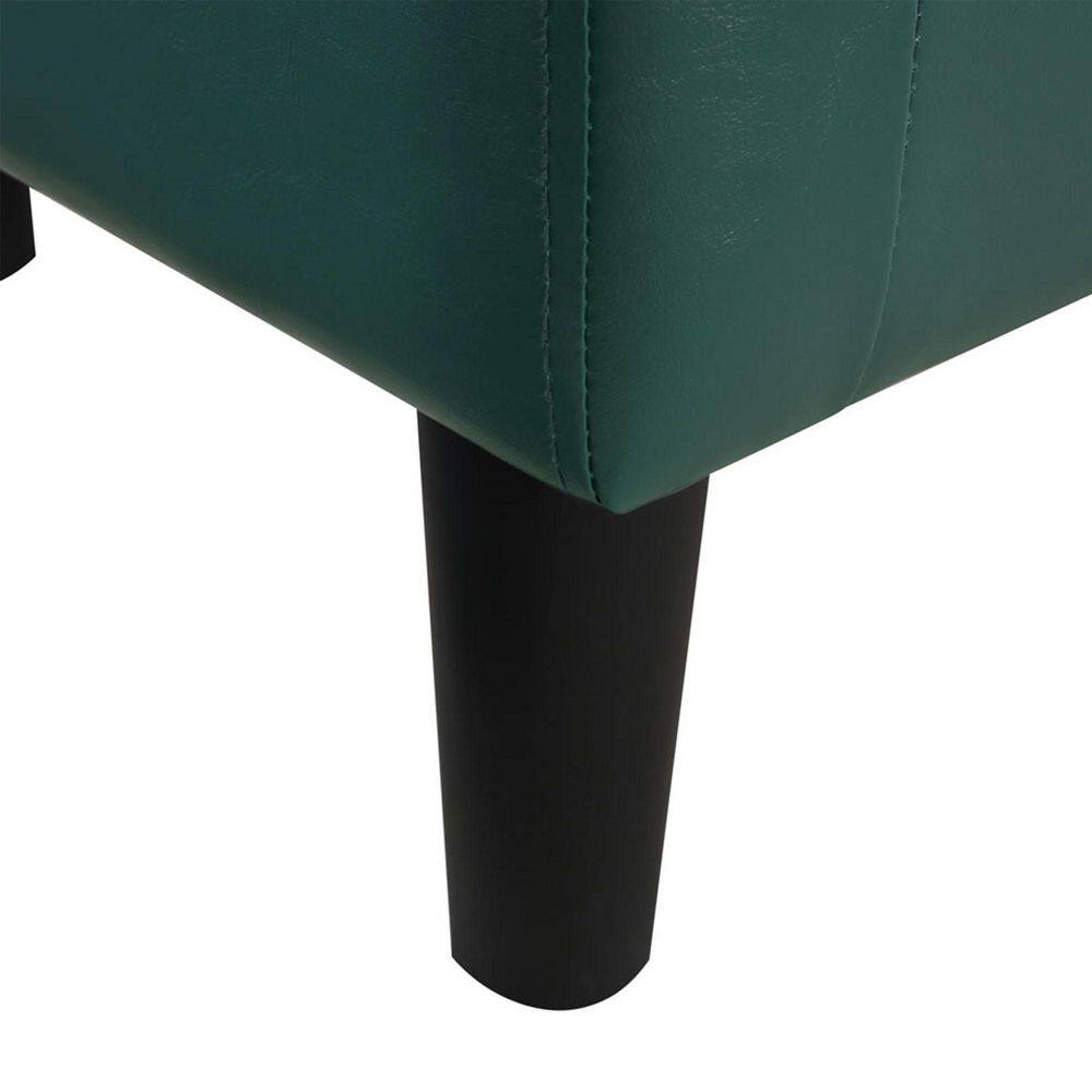 Forest Green Faux Leather Barrel Accent Chair with Ottoman