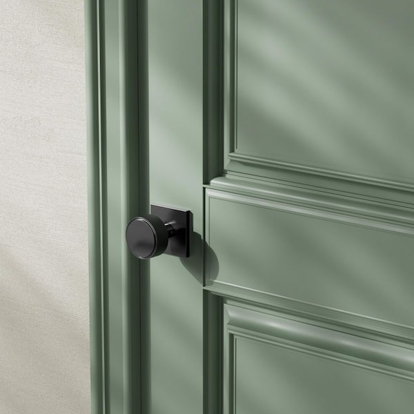 Taylor Matte Black Modern Bed/Bath and Hall/Closet Knurled Interior Door Knob with Concealed Screws (Privacy/Passage)